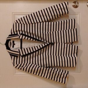 Alex Marie Women's Nautical Stripe Blazer in White and Navy Blue Size 8 Medium